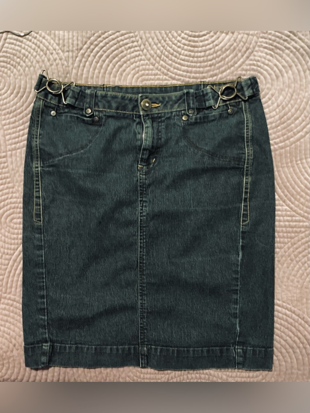 Bisou Bisou Jean Straight Skirt Dark Wash Size 10